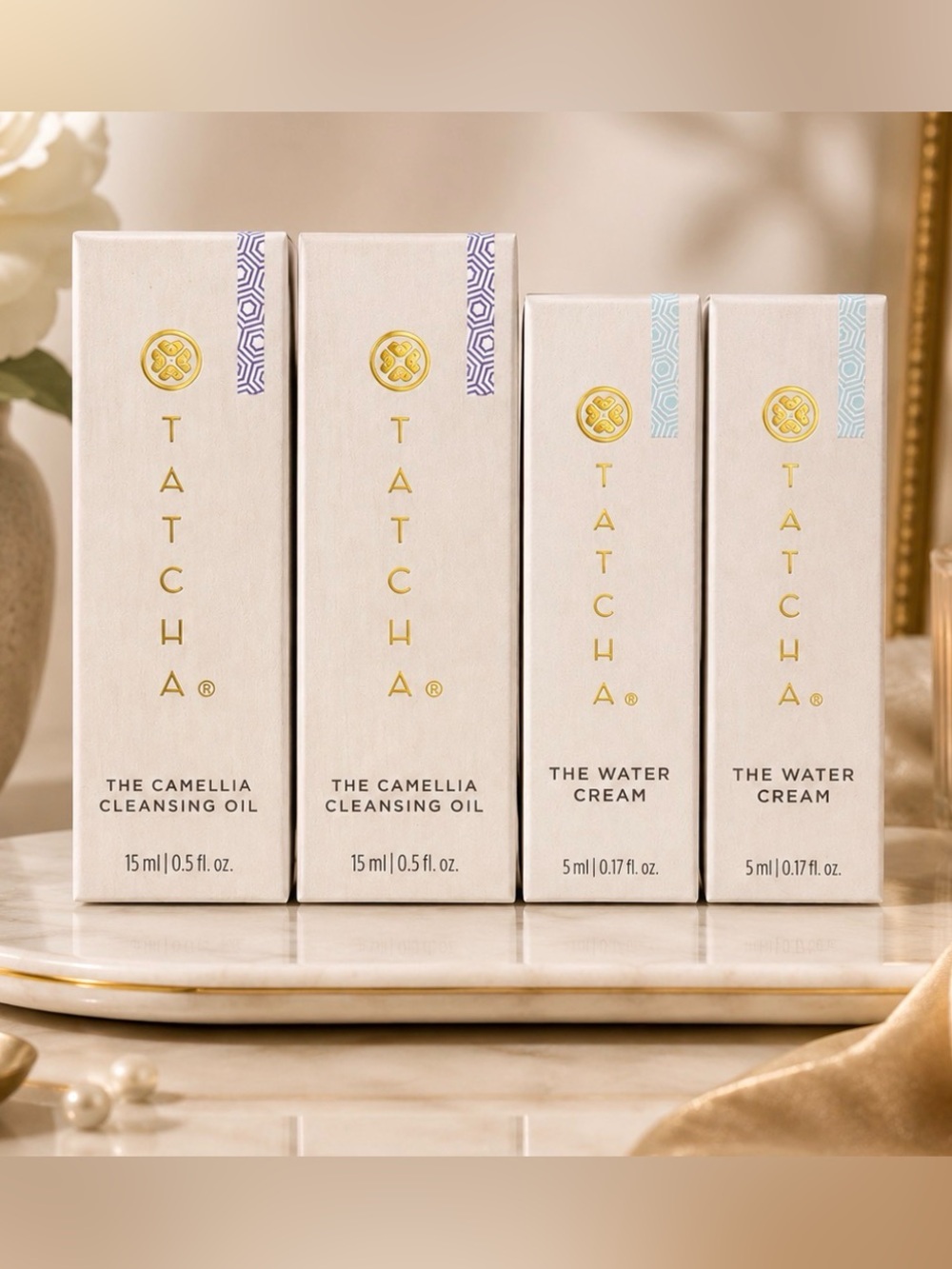2 TATCHA The Camellia Cleansing Oil 15ml & The Water Cream 5ml TRAVEL Sets